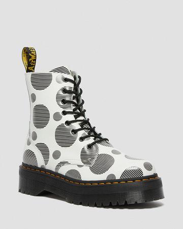 Botas Plataforma Dr Martens Jadon Polka Dot Smooth Cuero Mujer Blancos | MX 537CTV